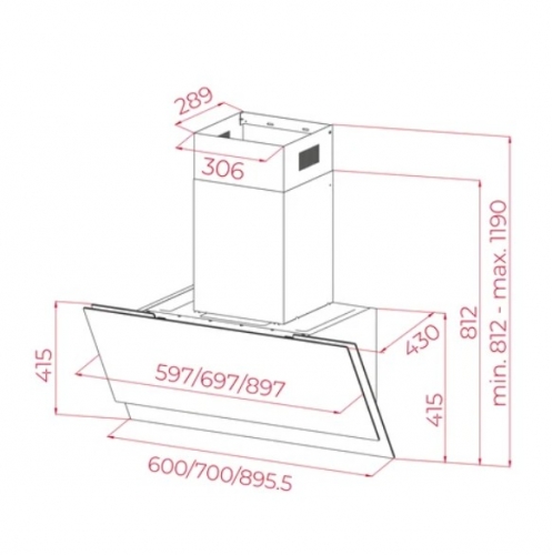 Exaustor TEKA DVM 77370 TOS BK - Decorativo de Parede 70 cm, Preto, A++