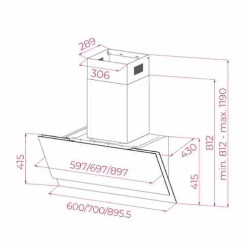 Exaustor de Chaminé TEKA DVM 67370 TOS BK, 60 cm, Preto, EcoPower