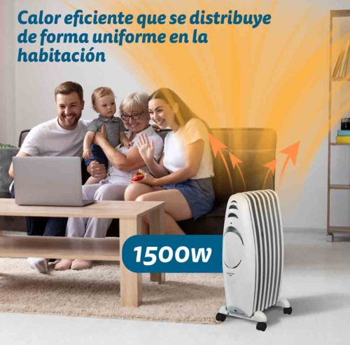 Radiador GRUNKEL RAC-7EFIHEAT - elétrico a óleo com 7 elementos de aquecimento, 1500 W, 3 níveis de potência