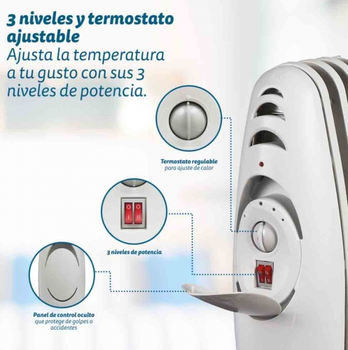 Radiador GRUNKEL RAC-7EFIHEAT - elétrico a óleo com 7 elementos de aquecimento, 1500 W, 3 níveis de potência
