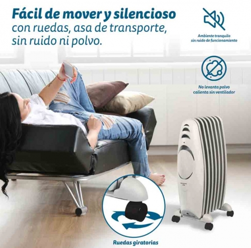 Radiador GRUNKEL RAC-7EFIHEAT - elétrico a óleo com 7 elementos de aquecimento, 1500 W, 3 níveis de potência