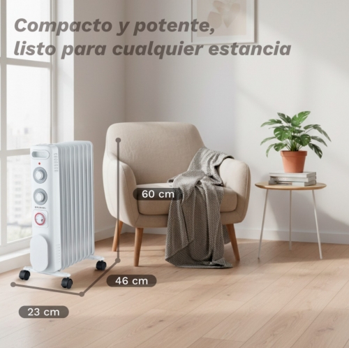 Radiador GRUNKEL RD-2500S-  elétrico a óleo, 2500 W, 11 elementos de aquecimento, 3 níveis de potência