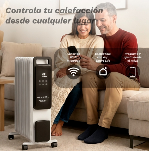 Radiador GRUNKEL RD-2500PRO - elétrico a óleo inteligente, 2500 W, 11 elementos de aquecimento, 3 níveis de potência