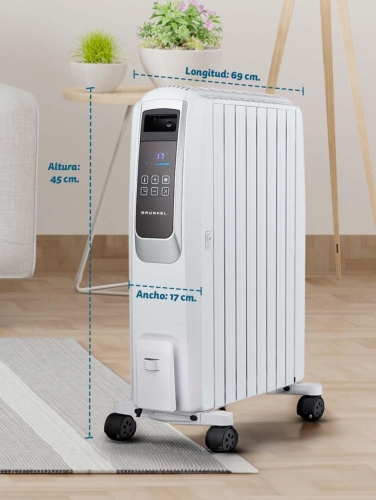 Radiador GRUNKEL RAC8PIROSD - elétrico a óleo, 2000 W, 8 elementos de aquecimento, portátil, com termóstato regulável