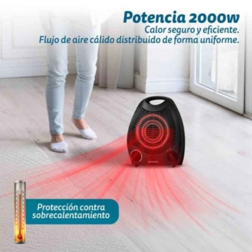 Termoventilador Grunkel 2000 W, vertical, 2 potências, preto – WB-2000