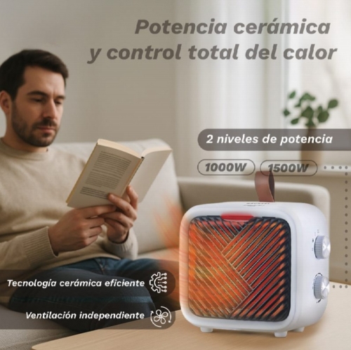 Aquecedor Cerâmico Grunkel CF1500CM – 1500 W, 2 níveis de potência, Branco