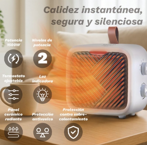 Aquecedor Cerâmico Grunkel CF1500CM – 1500 W, 2 níveis de potência, Branco