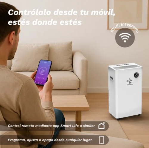Desumidificador GRUNKEL DH-20DT – 20L/24h, Depósito 5,5L, Wi-Fi