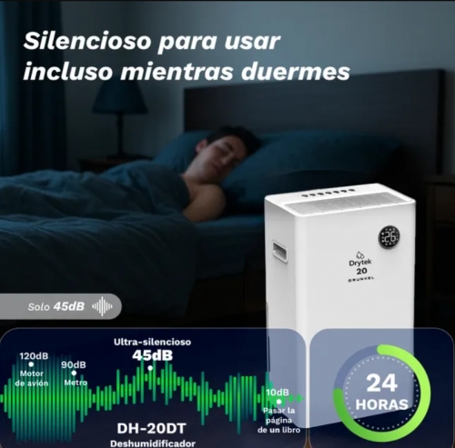Desumidificador GRUNKEL DH-20DT – 20L/24h, Depósito 5,5L, Wi-Fi