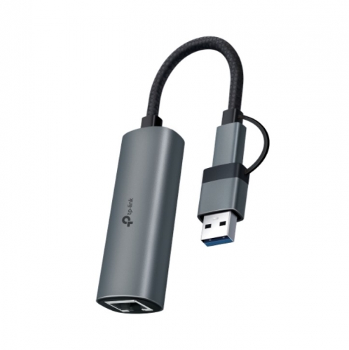 Adaptador de rede TP-Link USB 3.0 Type-C/Type-A para RJ45 Gigabit Ethernet 10/100/1000 Mbps, compacto, com caixa em alumínio — UE310C.