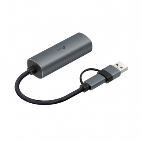 Adaptador de rede TP-Link USB 3.0 Type-C/Type-A para RJ45 Gigabit Ethernet 10/100/1000 Mbps, compacto, com caixa em alumínio — UE310C.