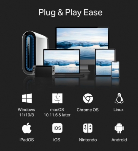 Adaptador de rede TP-Link USB 3.0 Type-C/Type-A para RJ45 Gigabit Ethernet 10/100/1000 Mbps, compacto, com caixa em alumínio — UE310C.