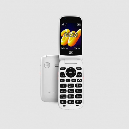 Telemóvel SPC Wild Star 2346B - 4G com Tampa, Ecrã Duplo 2,8" + 1,4", GPS, Câmara 2MP, Botão SOS, SPC Circles, Rádio FM, 1400mAh, Branco