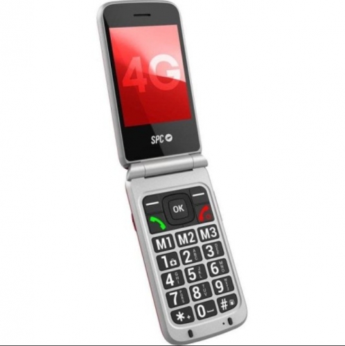 Telemóvel SPC Stella 3 Vermelho 4G – Botão SOS, Base de Carregamento e Teclas Grandes