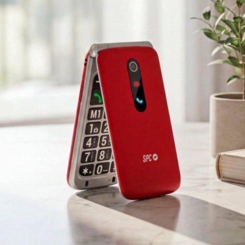 Telemóvel SPC Stella 3 Vermelho 4G – Botão SOS, Base de Carregamento e Teclas Grandes