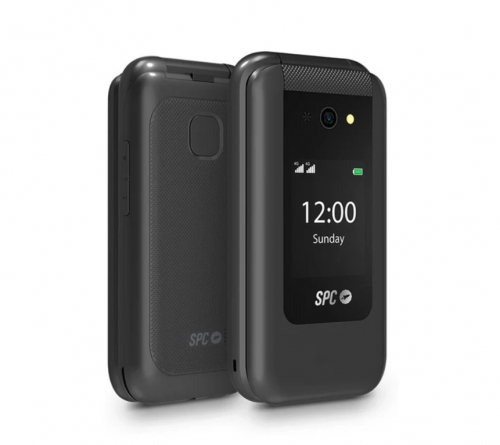 Telemóvel SPC Wild 2336N - 4G Dual SIM com Tampa, Ecrã Duplo 2,8" + 1,77", Câmara 2MP, Botão SOS, Rádio FM, Lanterna, 1600mAh, Preto – 2336N