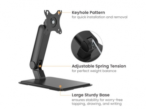 Suporte de Mesa para Monitor EQUIP ERGO 650124 – 17" a 32", VESA, Inclinação, Rotação 180° – Preto