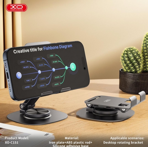 Suporte Universal XO C151 - para Smartphone 360°, Preto