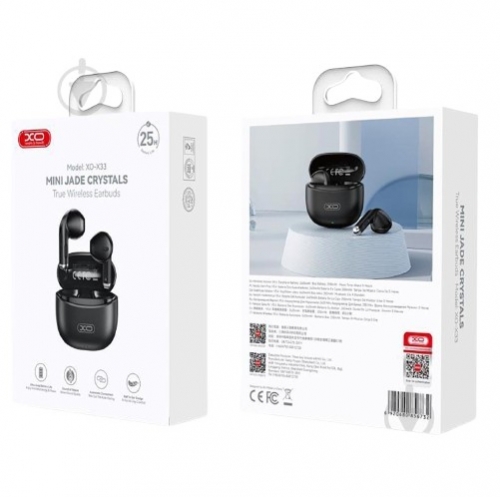 Auriculares XO X33 TWS - Bluetooth 5.3 com Estojo de Carregamento, Preto