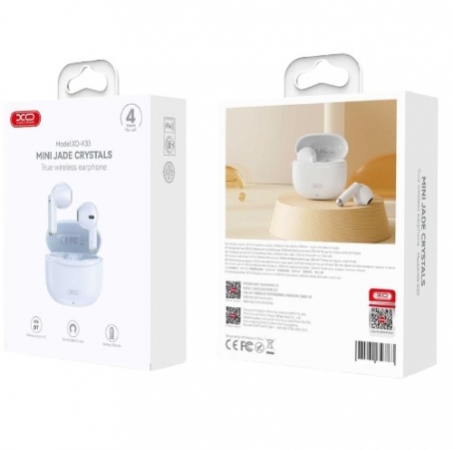 Auriculares XO X33 TWS - Bluetooth 5.3 com Estojo de Carregamento, Branco