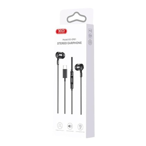 Auriculares XO EP81 - Intra-Auriculares com Fio USB-C, Preto