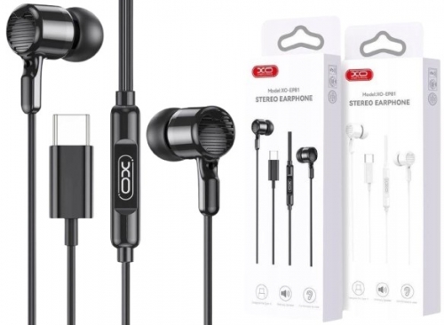 Auriculares XO EP81 - Intra-Auriculares com Fio USB-C, Preto