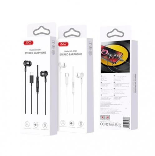 Auriculares XO EP81 - Intra-Auriculares com Fio USB-C, Branco
