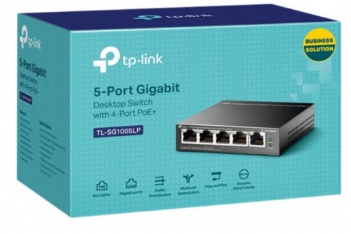 Switch TP-Link TL-SG1005LP 5 Portas Gigabit – 4 Portas PoE+ – 40 W