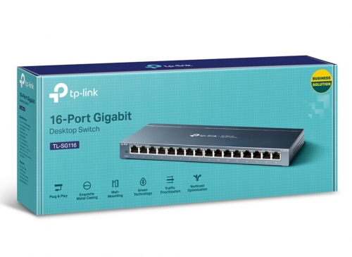 Switch TP-Link TL-SG116, 16 Portas Gigabit Ethernet 10/100/1000 Mbps RJ45, Desktop, Caixa Metálica