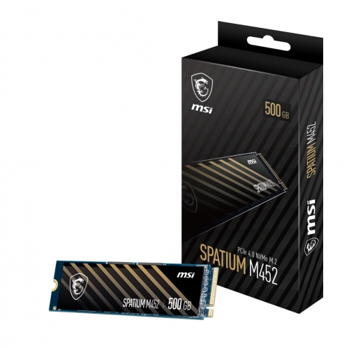 Disco SSD MSI SPATIUM M452 PCIe 4.0 NVMe M.2 500 GB — SSD M.2 2280, 3600 MB/s Leitura / 3100 MB/s Escrita