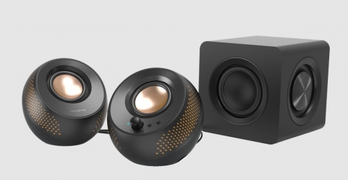 Colunas Creative Pebble X Plus 2.1 USB-C e Bluetooth 5.3, com subwoofer, até 30 W RMS, RGB personalizável, Hi-Res Audio, pretas. - 51MF1730AA000