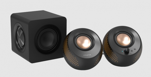 Colunas Creative Pebble X Plus 2.1 USB-C e Bluetooth 5.3, com subwoofer, até 30 W RMS, RGB personalizável, Hi-Res Audio, pretas. - 51MF1730AA000