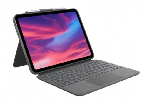 Teclado e Folio com Trackpad Logitech Combo Touch para Apple iPad 10,9" (10.ª geração) - Retroiluminação, Smart Connector, QWERTY Italiano, Cinzento Oxford – 920-011438