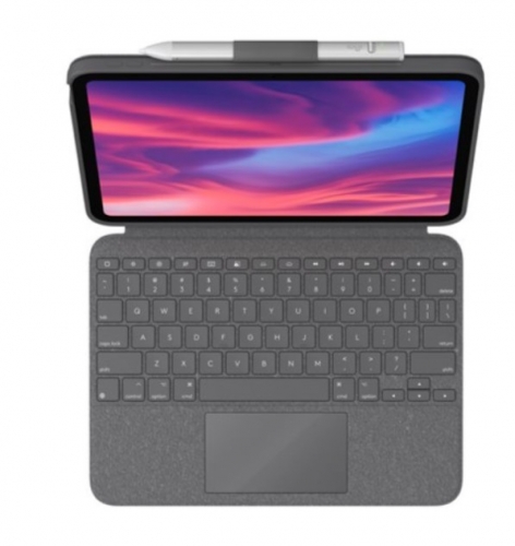 Teclado e Folio com Trackpad Logitech Combo Touch para Apple iPad 10,9" (10.ª geração) - Retroiluminação, Smart Connector, QWERTY Italiano, Cinzento Oxford – 920-011438