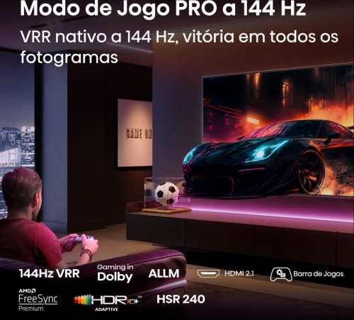 Smart TV Hisense 100E7Q PRO - QLED Gaming 100" 4K Ultra HD, 144 Hz, HDR, Dolby Vision IQ, Dolby Atmos, AMD FreeSync Premium Pro, VIDAA