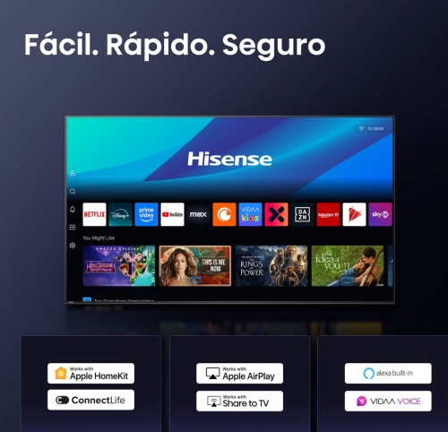 Smart TV Hisense 100E7Q PRO - QLED Gaming 100" 4K Ultra HD, 144 Hz, HDR, Dolby Vision IQ, Dolby Atmos, AMD FreeSync Premium Pro, VIDAA