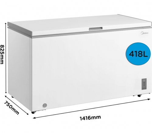 Arca Congeladora Horizontal Midea MDRC564FZE01 - 418 L, Inverter, Classe E, 141,6 cm, Branca.