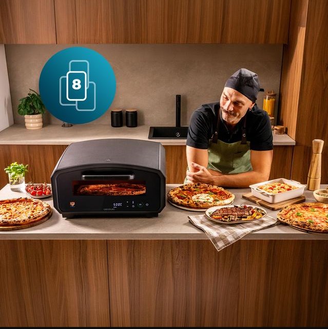 Forno de Pizza Cecotec Pizza&Co 500 Gyro 500 ºC com Pedra Giratória e 8 Menus