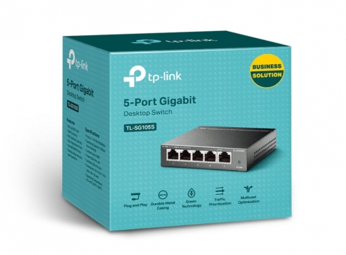Switch TP-Link TL-SG105S – 5 Portas Gigabit Ethernet 10/100/1000 Mbps