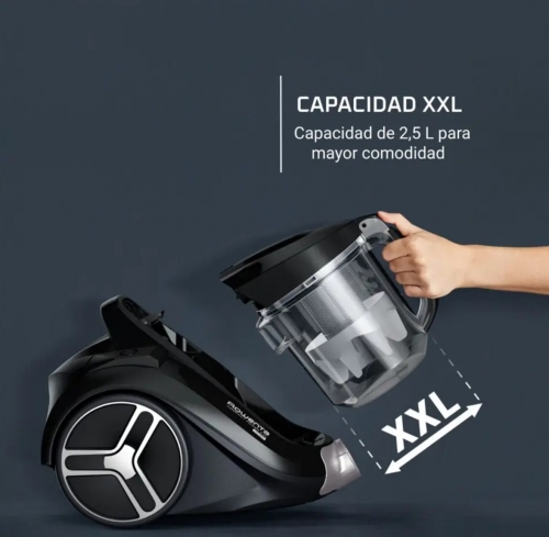Aspirador de trenó sem saco Rowenta Compact Power XXL RO4B31EA, 900 W, 2,5 L, tecnologia ciclónica, filtro 3 níveis.