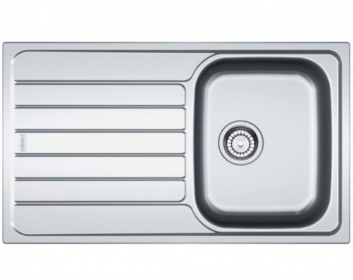 Lava-loiça Franke SKX 611-86, encastre, 1 cuba, escorredor esquerdo, inox escovado, 860 × 500 mm – 101.0714.037