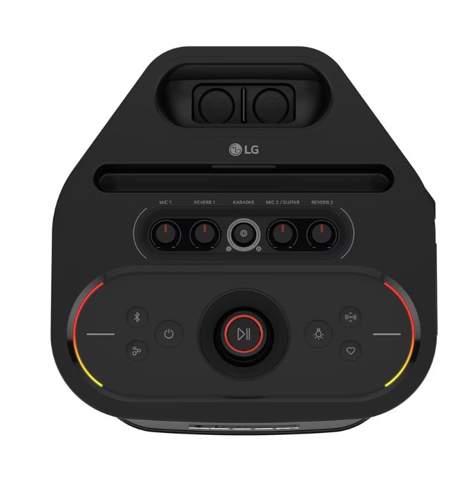 Coluna portátil LG XBOOM Stage501, 220 W, Bluetooth 6.1, 2.2 canais, USB-A, USB-C, AUX 3,5 mm, 2x Mic/Guitar 6,3 mm, bateria 99,1 Wh – STAGE501