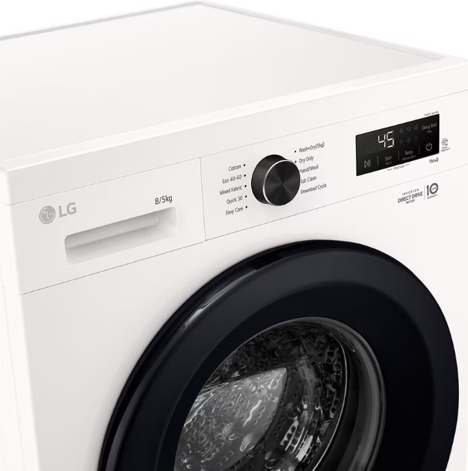 Máquina de Lavar e Secar Roupa LG W4X1085NWK, 8 kg Lavagem / 5 kg Secagem, 1400 rpm, Steam, Wi-Fi, Branca