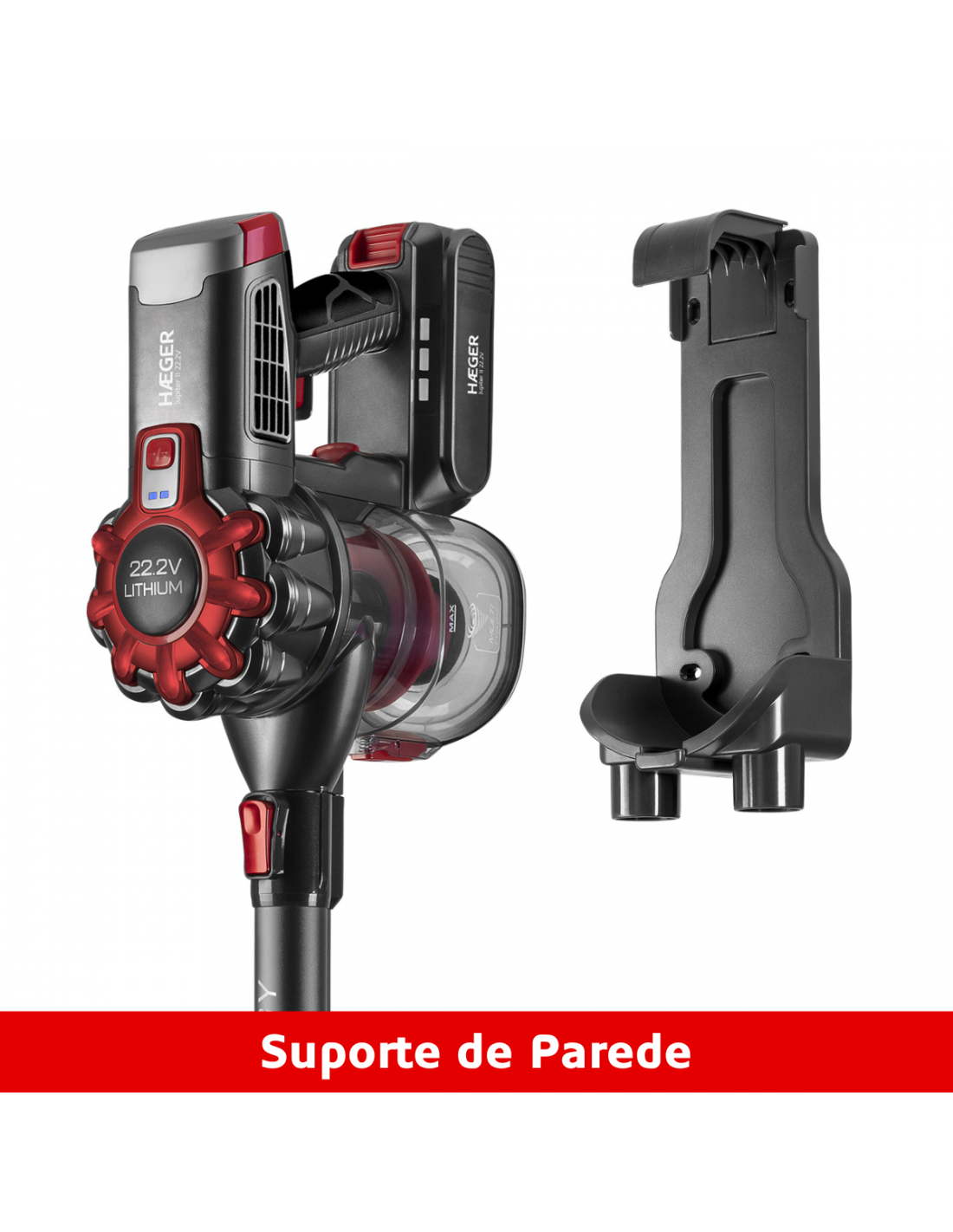 Aspirador Vertical Sem Fios HAEGER Jupiter II Plus 22,2V 40min 600ml HEPA Preto