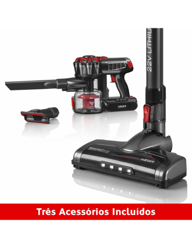 Aspirador Vertical Sem Fios HAEGER Jupiter II Plus 22,2V 40min 600ml HEPA Preto
