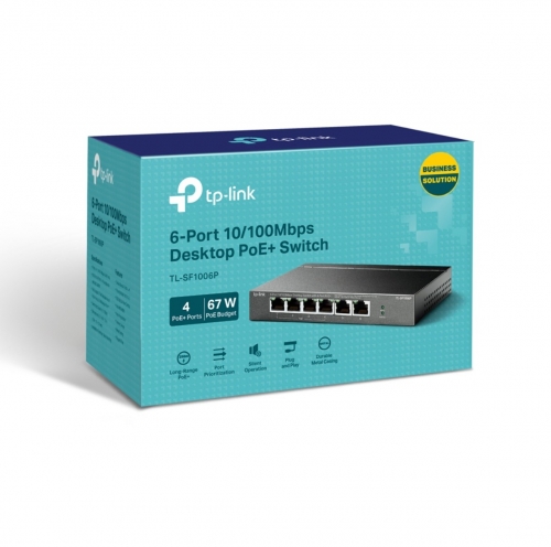 Switch TP-Link TL-SF1006P 6 Portas 10/100 Mbps com 4 Portas PoE+