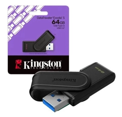 Pen Drive Kingston DataTraveler Exodia S 64GB USB 3.2 Gen 1 Preto - DTXS/64GB