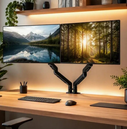 Suporte de Secretária Ewent EW1491 para 2 Monitores 17"-32" com Braços de Mola Mecânica, VESA 100x100 e até 9 kg