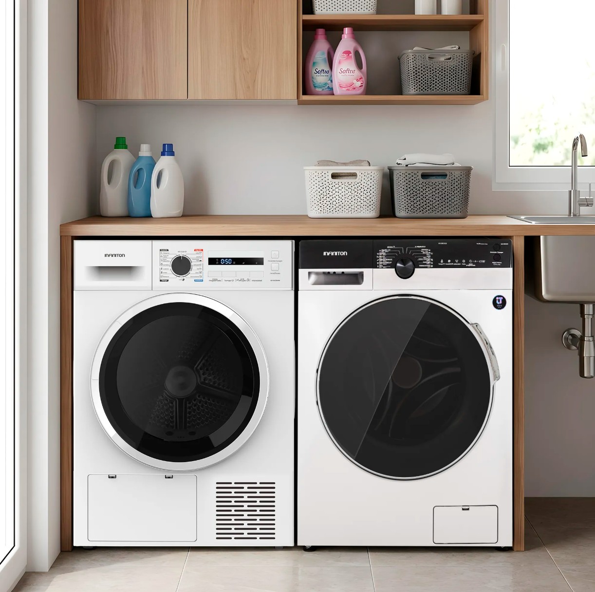 Máquina de Secar Roupa INFINITON SDBC8DWN 8 kg – Bomba de Calor, Classe D, 16 Programas, Branco