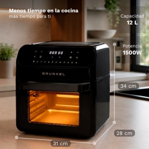 Fritadeira Sem Óleo Grunkel BLACKFRYEROVEN – 12 Litros, 1500 W, 12 Programas, Display Digital